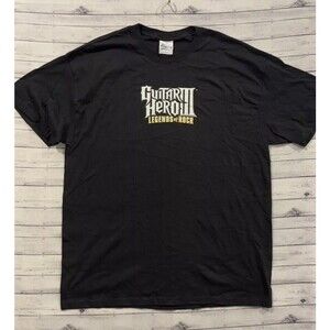 Guitar Hero III 2009 Video Game Promo T-Shirt Sz L Black Vintage Y2K Red Octane